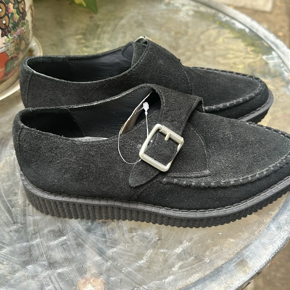 Re/ Done 70s Creeper Black Suede Platform Shoes
